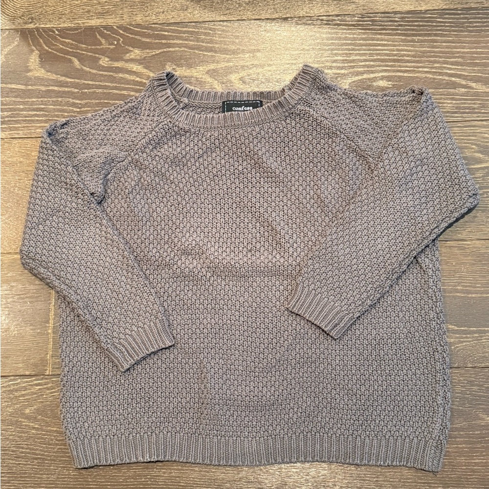 Grey Textured Knit Sweater